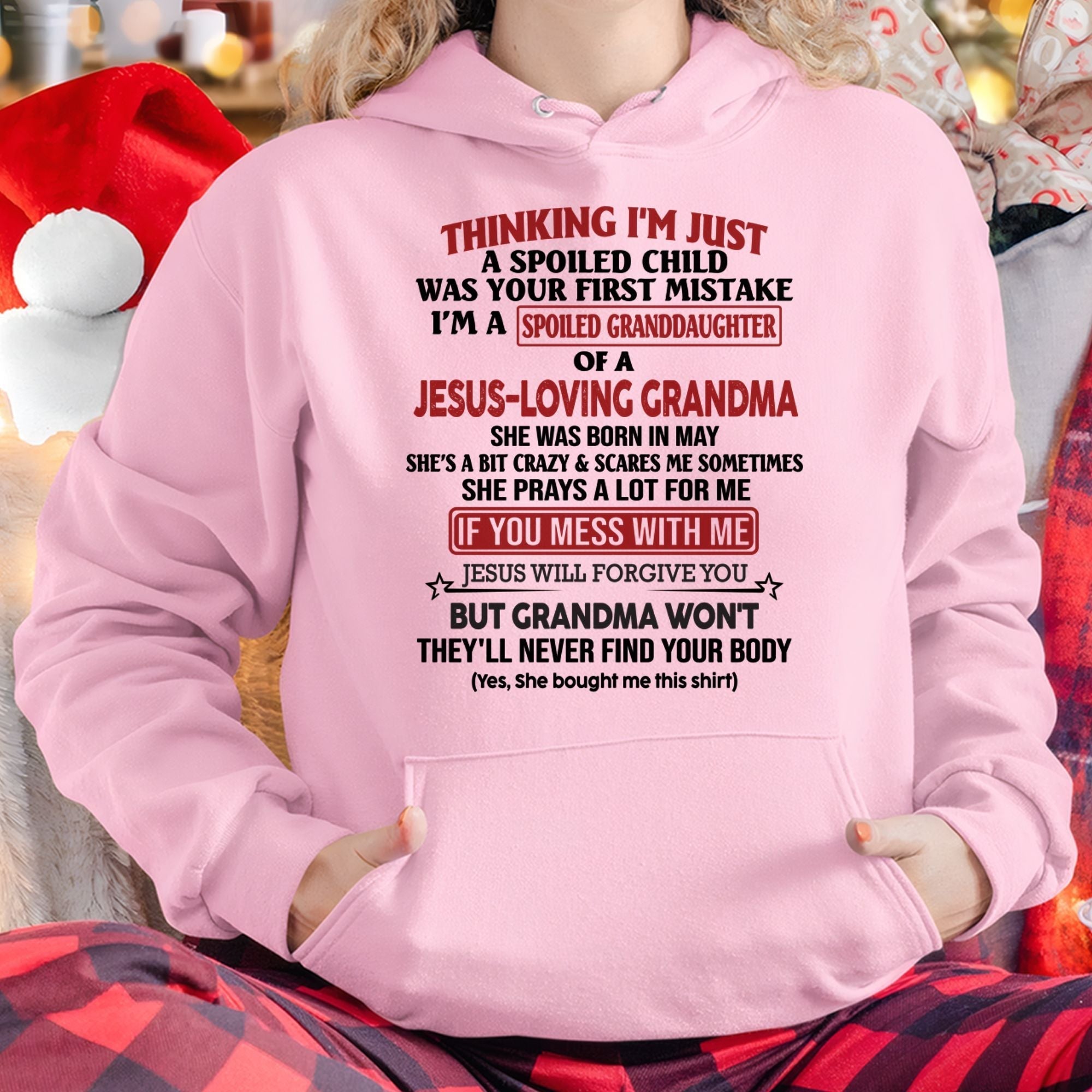 Camiseta cristiana para niña - Edición "Spoiled by Grandma May" - De la abuela a la nieta NGHL05 (SKU07-181-05)
