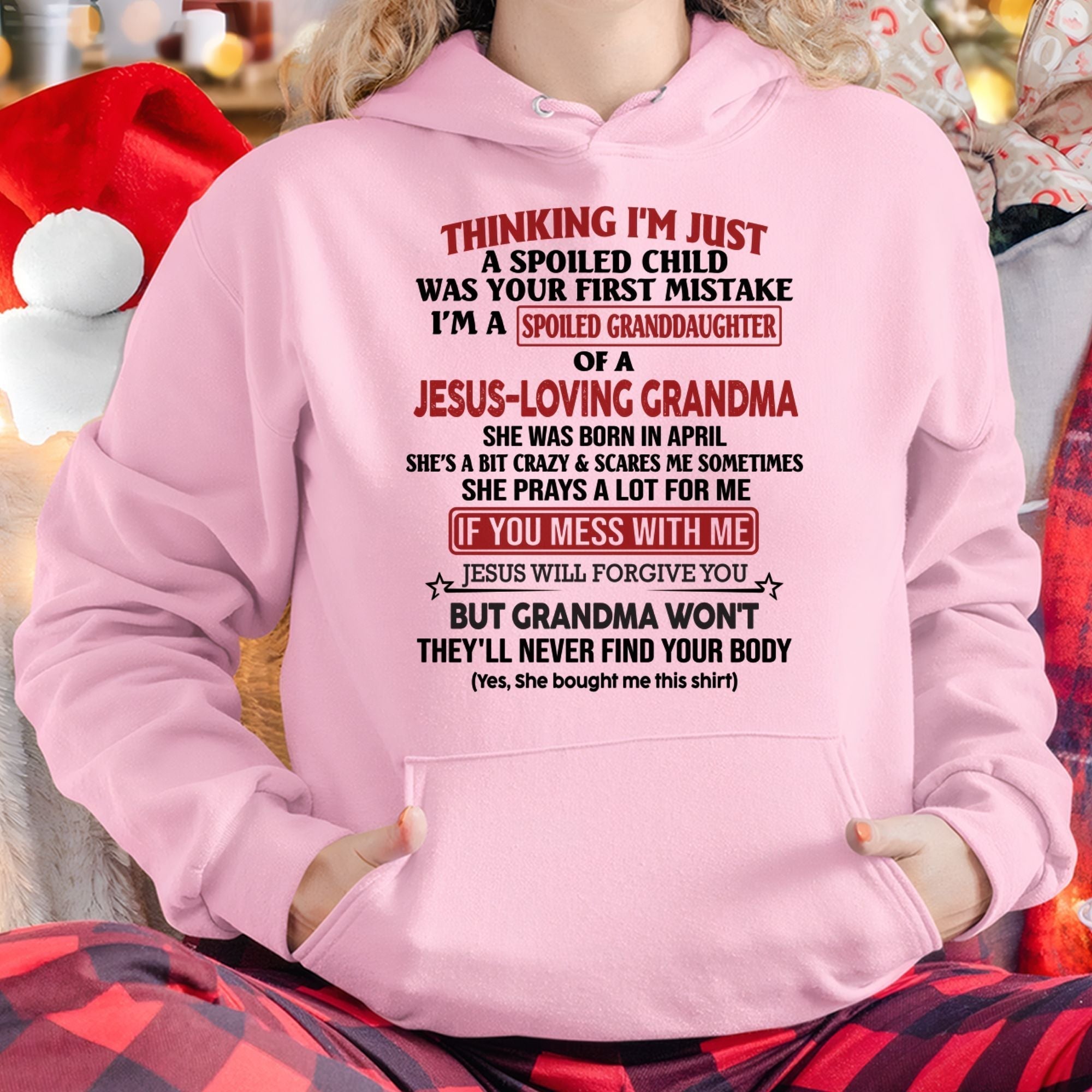 Camiseta de niña cristiana – Consentida por la abuela edición de abril – De la abuela a la nieta NGHL04 (SKU07-181-04)