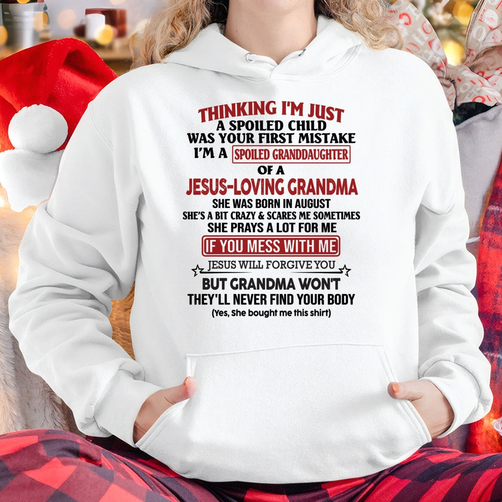 Christian Girl Shirt – Spoiled by Grandma August Edition – From Grandma to Granddaughter NGHL08 (SKU07-181-08)