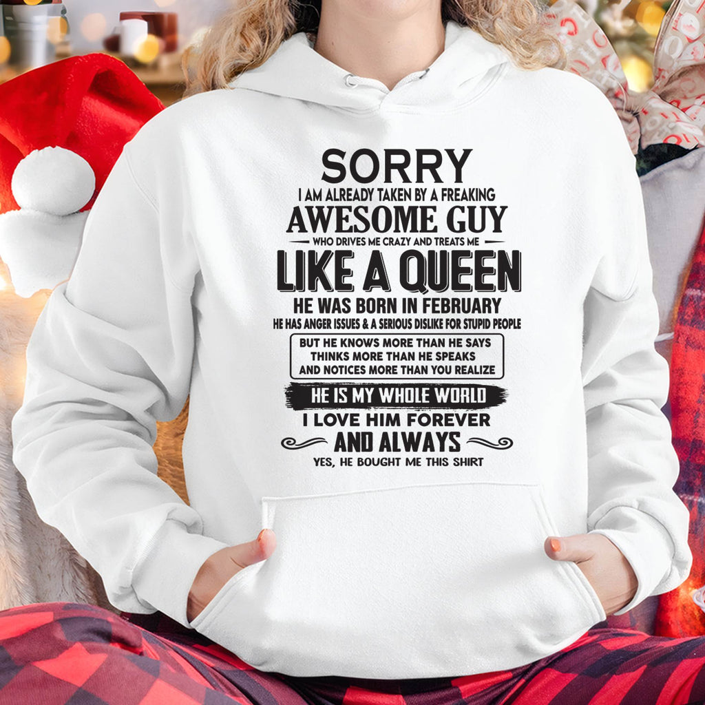 February - Sorry I am already taken by a freaking awesome guy - Gift for Wife From Husband - NGHL02 (SKU08-25-02)