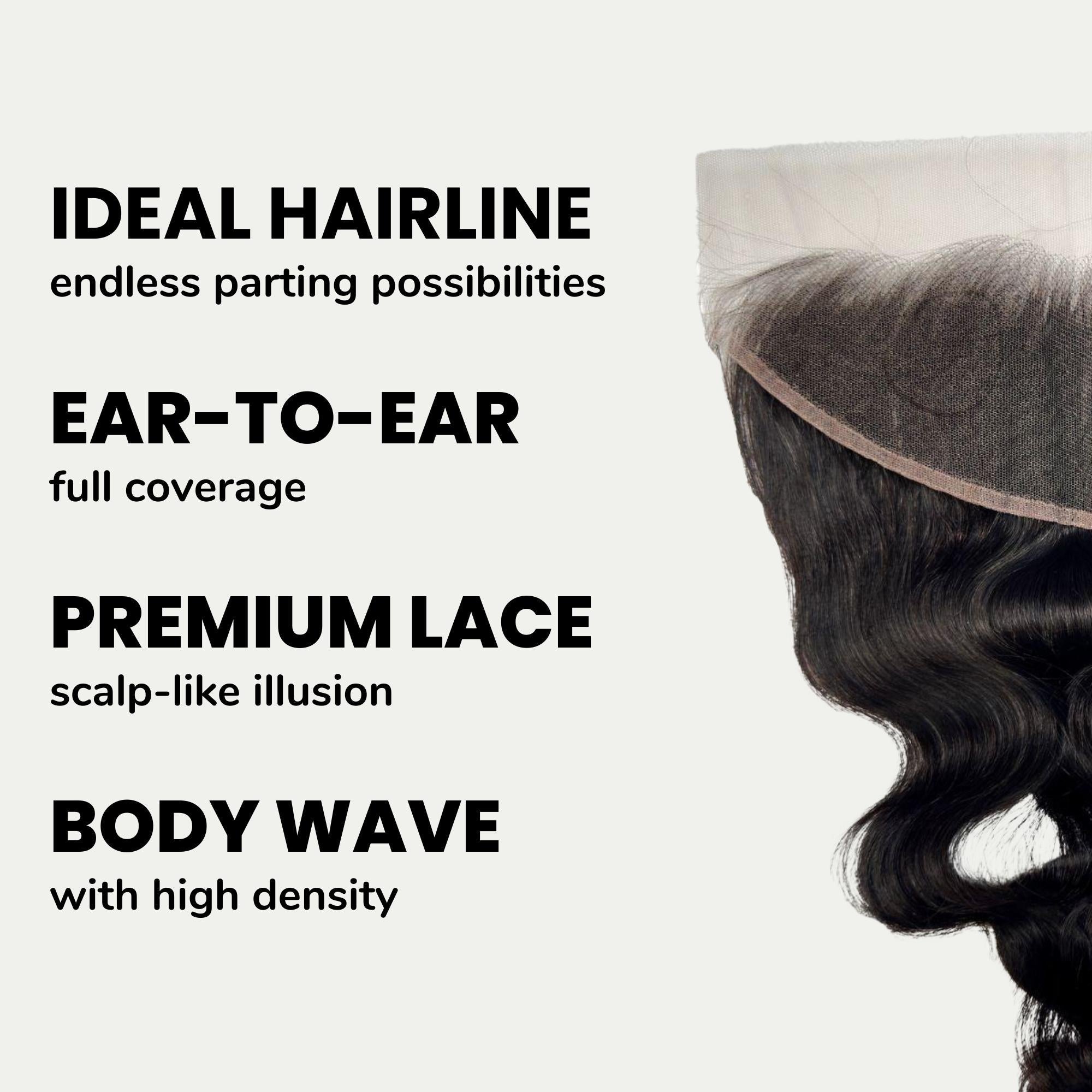 Jet Black Body Wave 13x4 HD Lace Human Hair Frontal