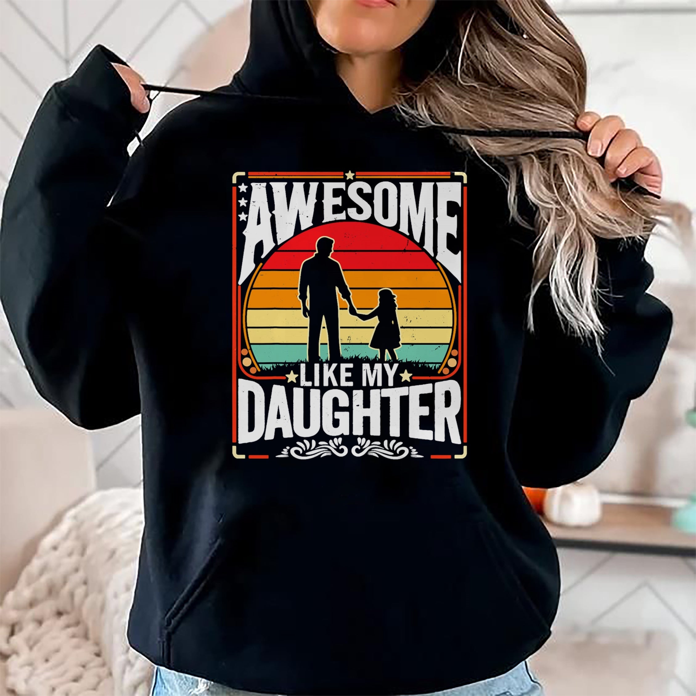 Camiseta retro "Impresionante como mi hija" para el Día del Padre - Regalo para hija de papá - Sudadera con capucha NGHL00 (SKU-T1410DD-A01)