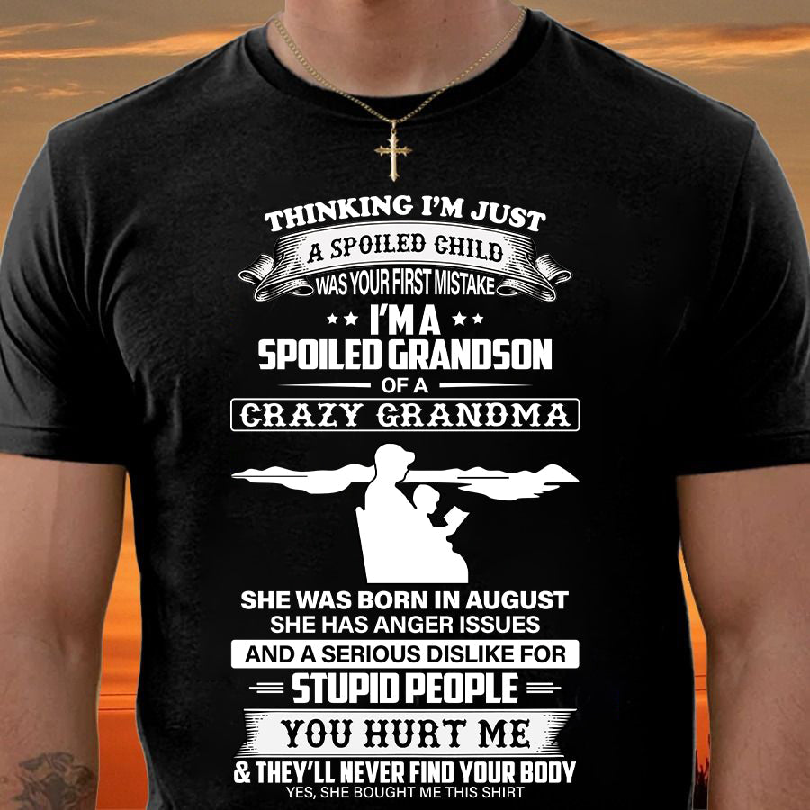 Spoiled by Grandma Shirt August Edition – From Grandma to Grandson NGHL08 (SKU-GMS2-08)