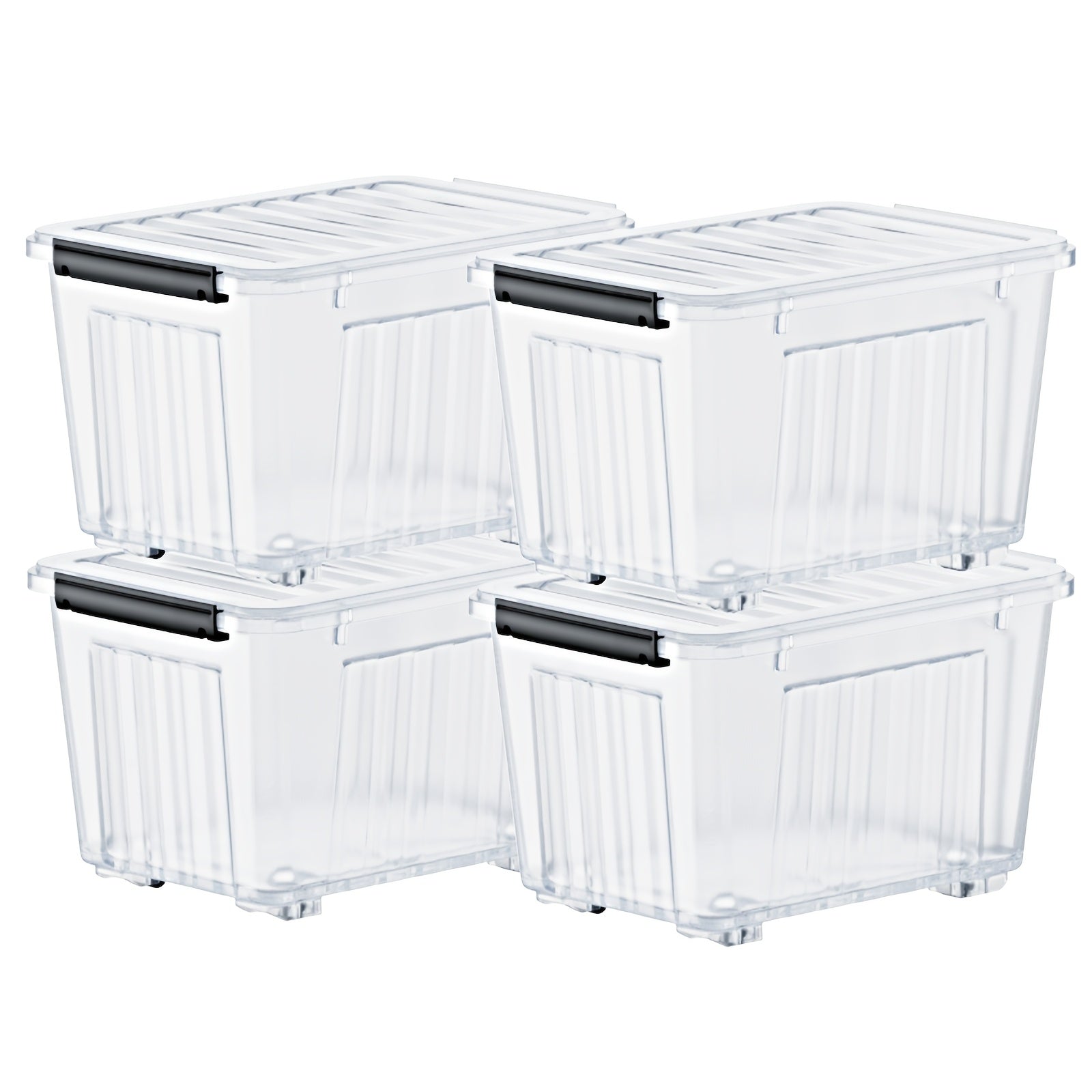 Caja de almacenamiento con ruedas y tapa, 72/97QT – Organizador apilable de alta resistencia, paquete de 4 a 6