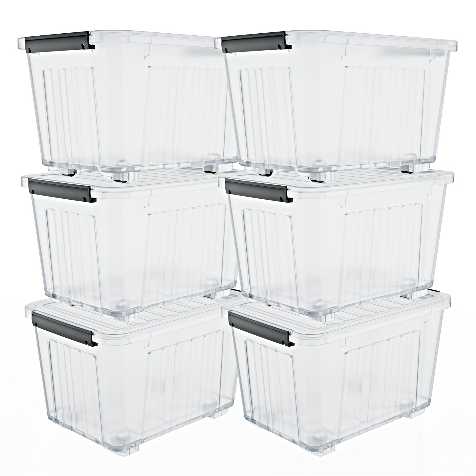 Caja de almacenamiento con ruedas y tapa, 72/97QT – Organizador apilable de alta resistencia, paquete de 4 a 6