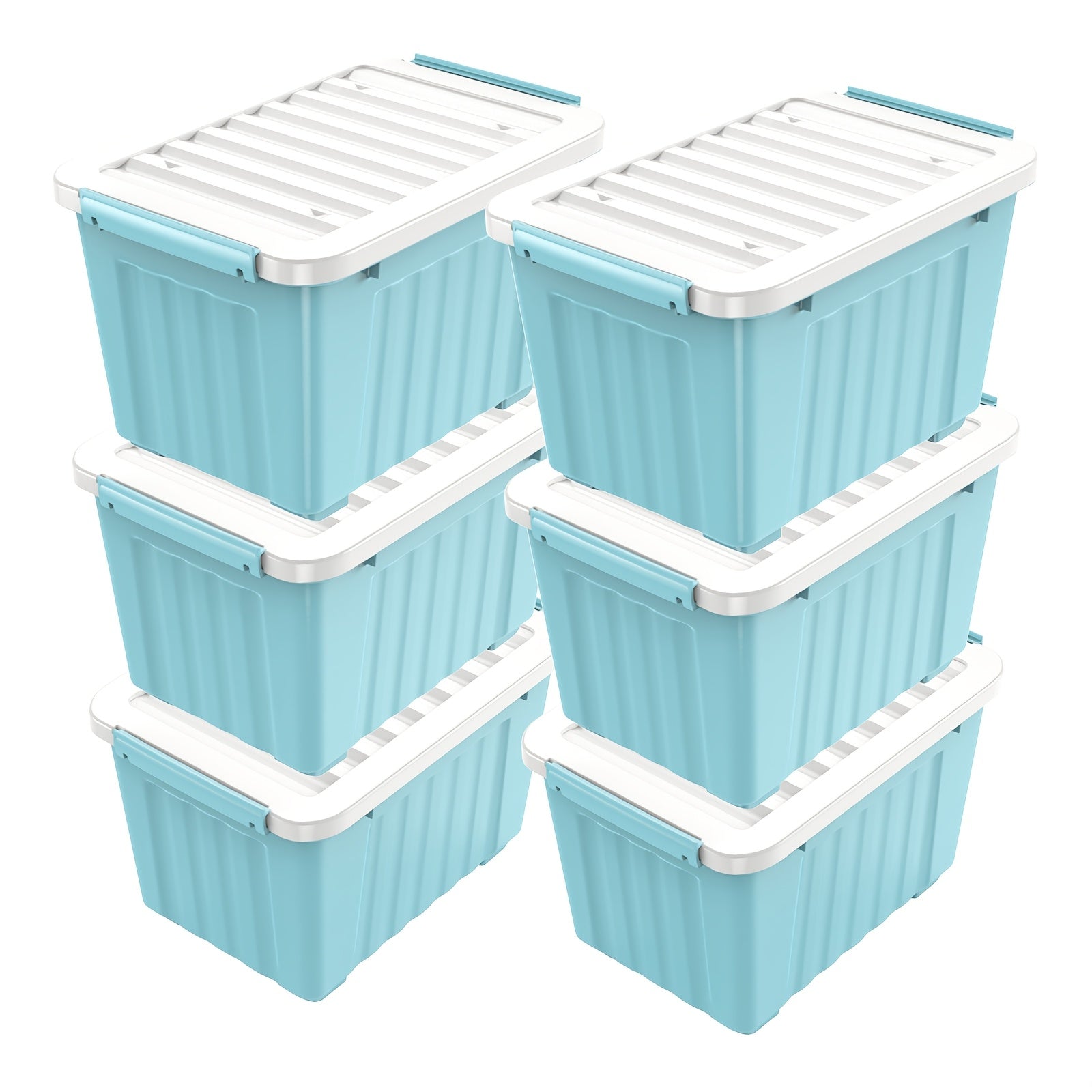 Caja de almacenamiento con ruedas y tapa, 72/97QT – Organizador apilable de alta resistencia, paquete de 4 a 6