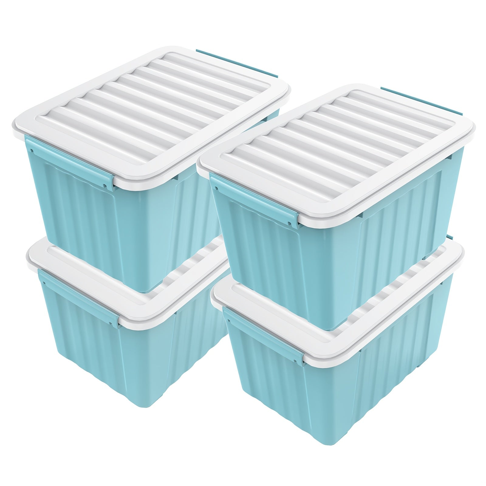 Caja de almacenamiento con ruedas y tapa, 72/97QT – Organizador apilable de alta resistencia, paquete de 4 a 6