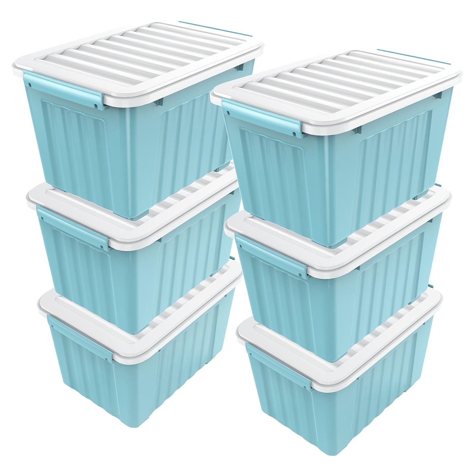Caja de almacenamiento con ruedas y tapa, 72/97QT – Organizador apilable de alta resistencia, paquete de 4 a 6