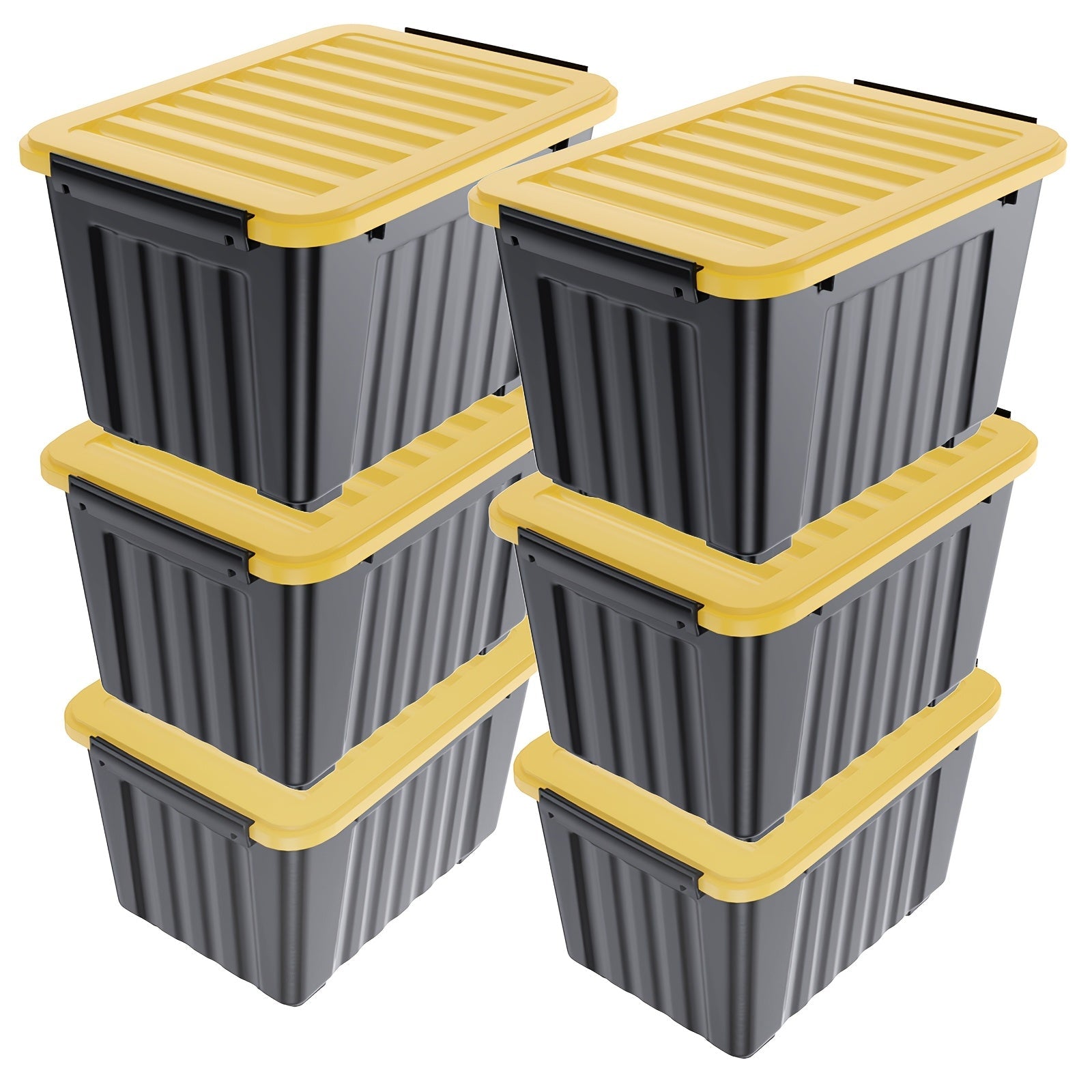 Caja de almacenamiento con ruedas y tapa, 72/97QT – Organizador apilable de alta resistencia, paquete de 4 a 6