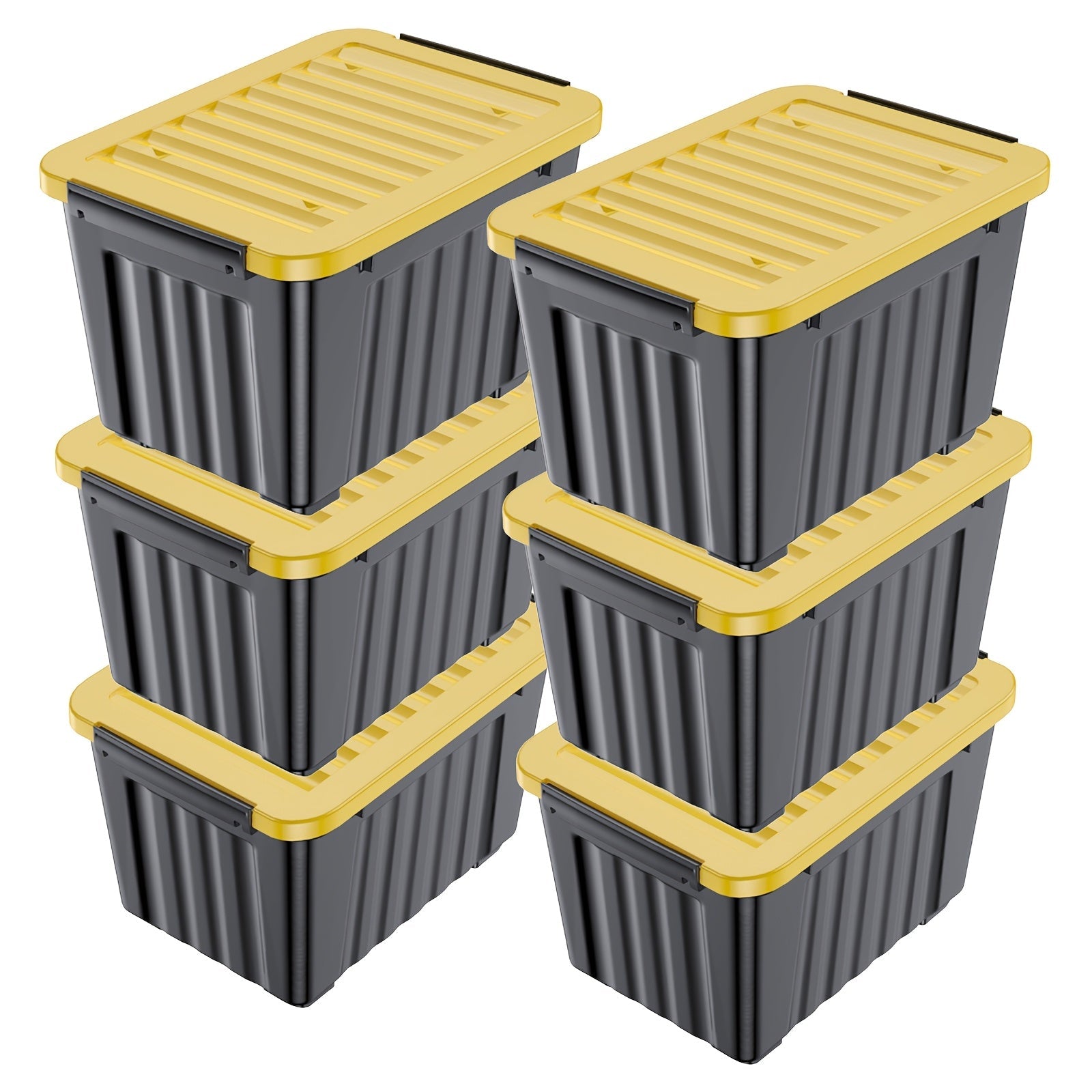 Caja de almacenamiento con ruedas y tapa, 72/97QT – Organizador apilable de alta resistencia, paquete de 4 a 6