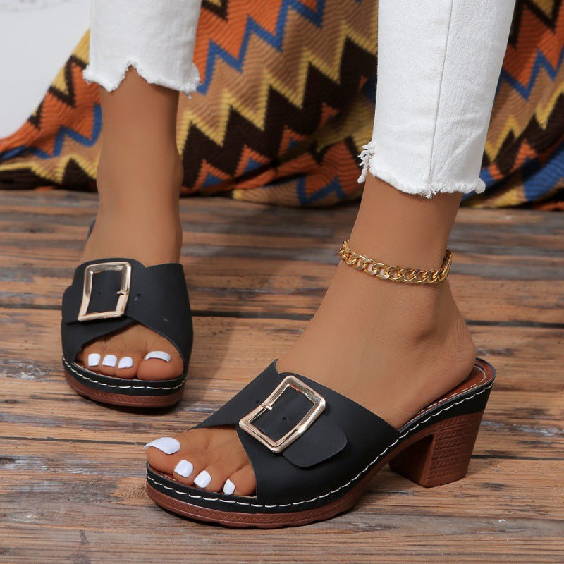 Sandalias de tacón alto de moda con tira para mujer