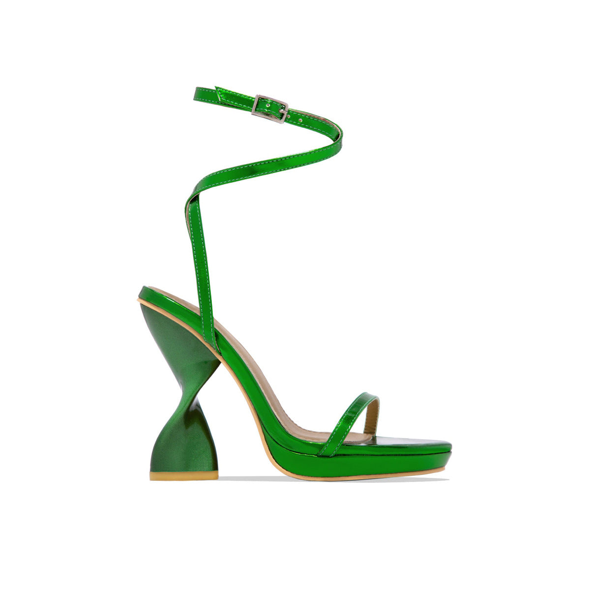 Sandalias de tacón alto grueso doradas, verdes, moradas, de 11 cm, talla grande, con plataforma delantera de 2 cm, para mujer, zapatos de tacón para caminar, talla grande
