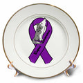 3dRose Cool Purple Ribbon and Wolf Lupus Support and Awareness - Plates (cp-362938)