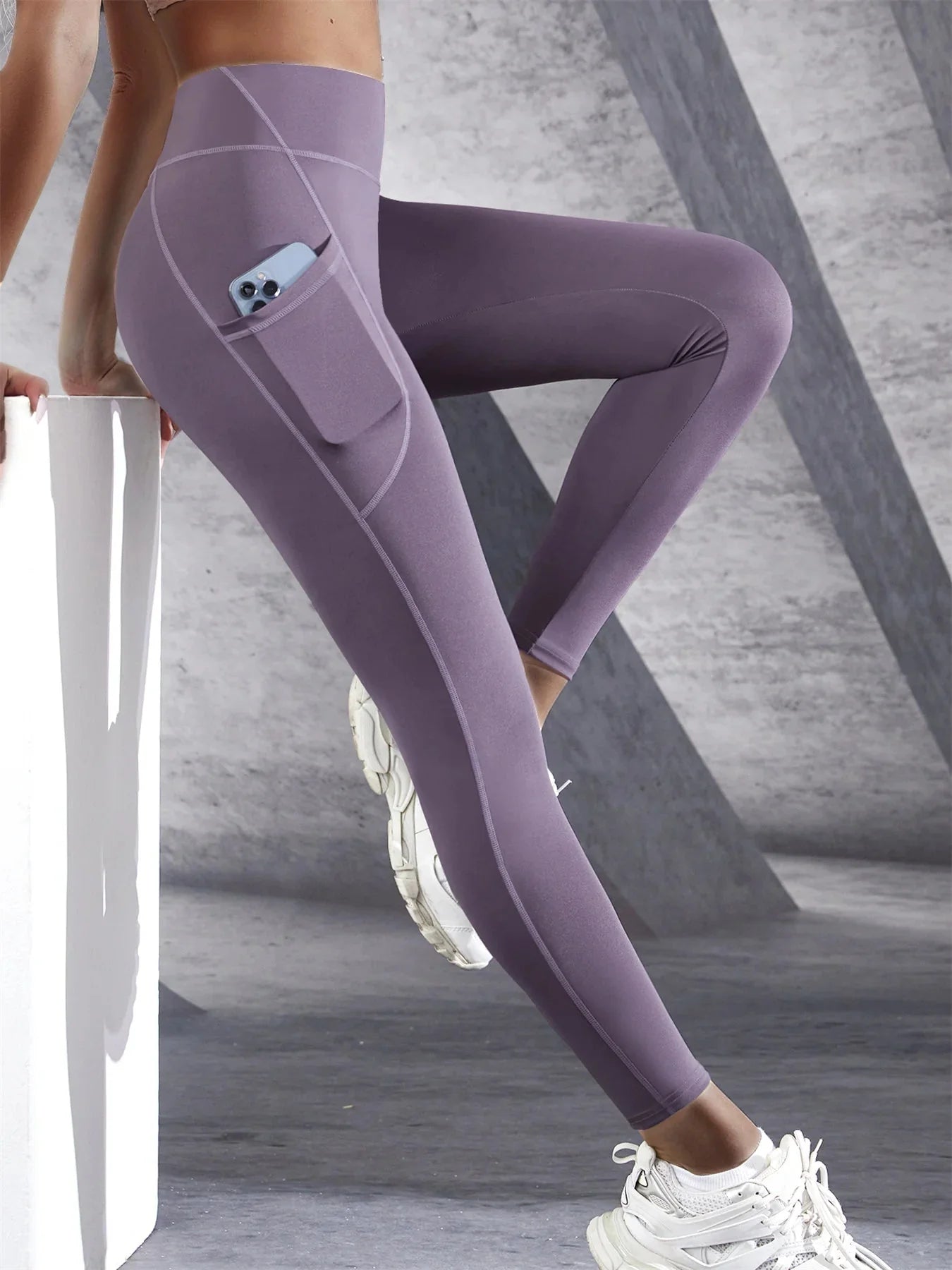 High Waist Pocket Stretch Leggings Women