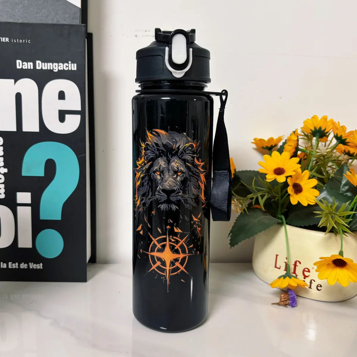 Bonita botella de agua con estampado de animales de 750 ml | Botella deportiva portátil reutilizable para la escuela, el gimnasio y acampada