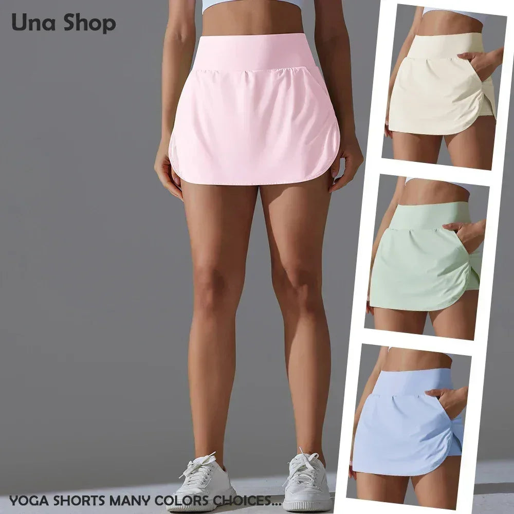 Pantalones cortos de yoga Una-Shop de cintura alta con bolsillos para mujer, ropa deportiva push up, leggings para fitness, ropa deportiva para gimnasio