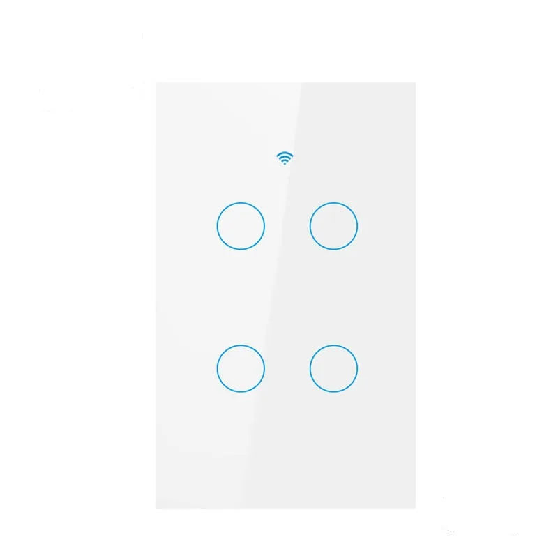 Interruptores inteligentes Tuya (EE. UU.) con cable neutro/sin cable neutro necesario, interruptor de luz táctil WiFi de 1/2/3/4 grupos, funciona con Alexa Google Home