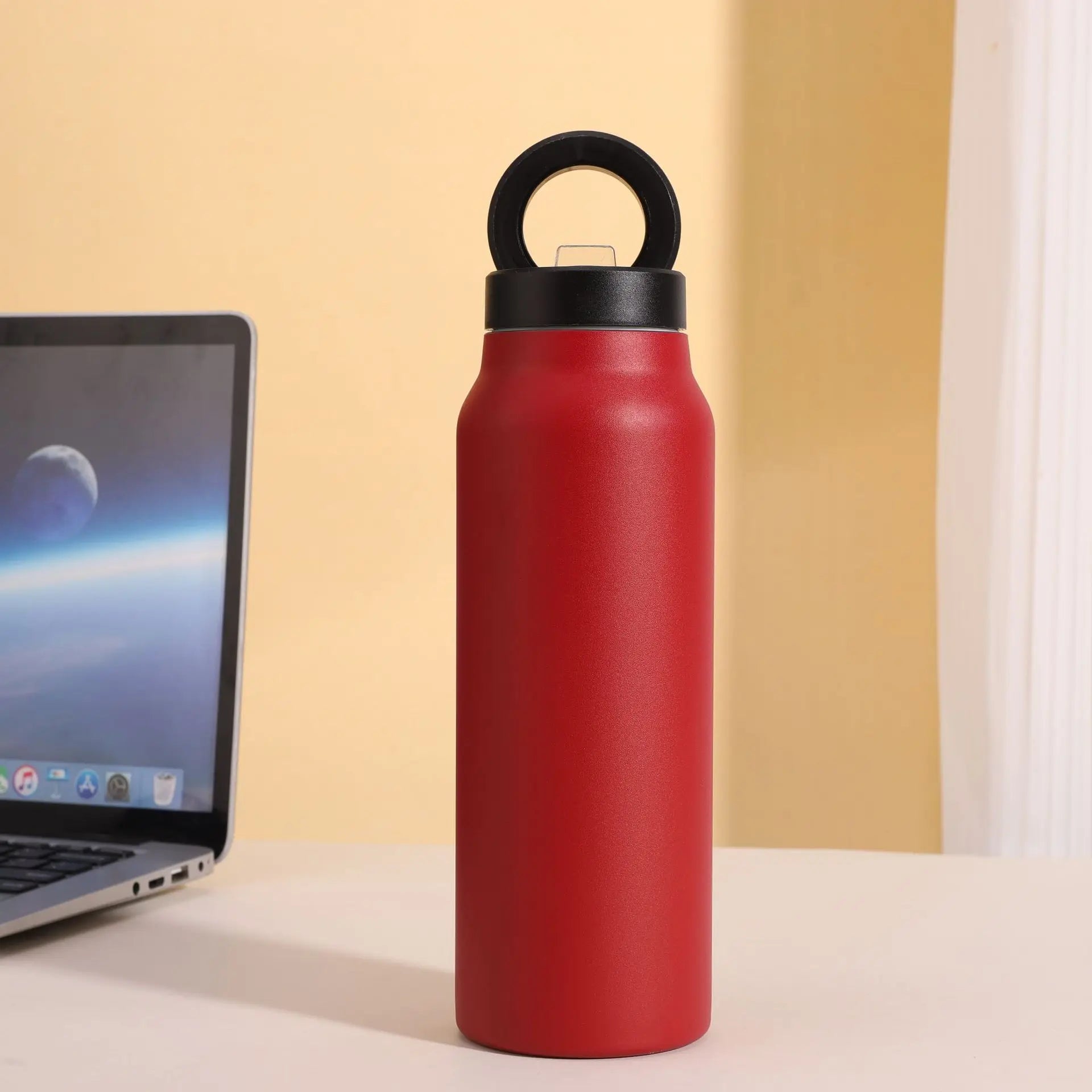 Termo deportivo pintado, botella al vacío de 710 ml con soporte magnético para teléfono | Botella de agua de acero inoxidable
