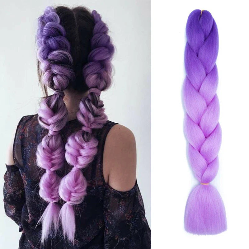Extensiones de cabello trenzado jumbo de 24 pulgadas | Cabello sintético lacio, largo, Yaki, preestirado