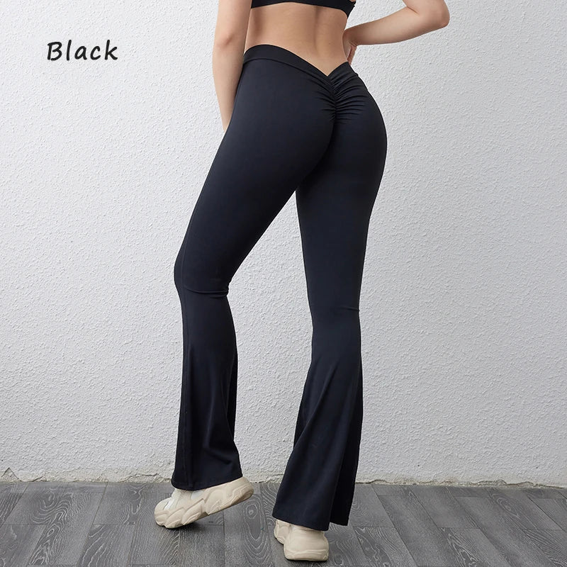 DIAS FIT JOY V-back flared pants yoga hip lifting tight pants wide leg fitness pants Gym exercise running yoga pants