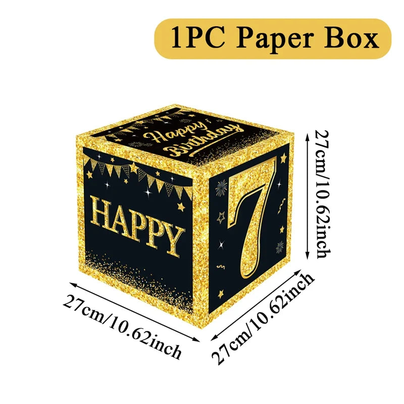 Caja de cumpleaños en blanco y dorado para 18 o 30 cumpleaños, decoraciones de fiesta para el hogar, caja de cumpleaños, suministros para fiestas de baby shower
