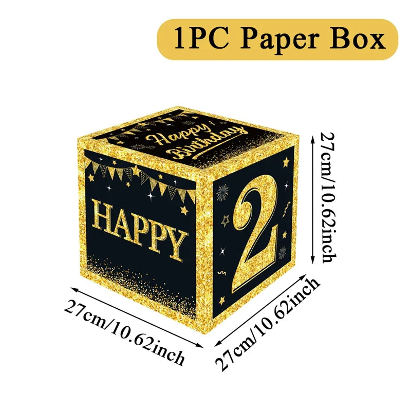 Caja de cumpleaños en blanco y dorado para 18 o 30 cumpleaños, decoraciones de fiesta para el hogar, caja de cumpleaños, suministros para fiestas de baby shower