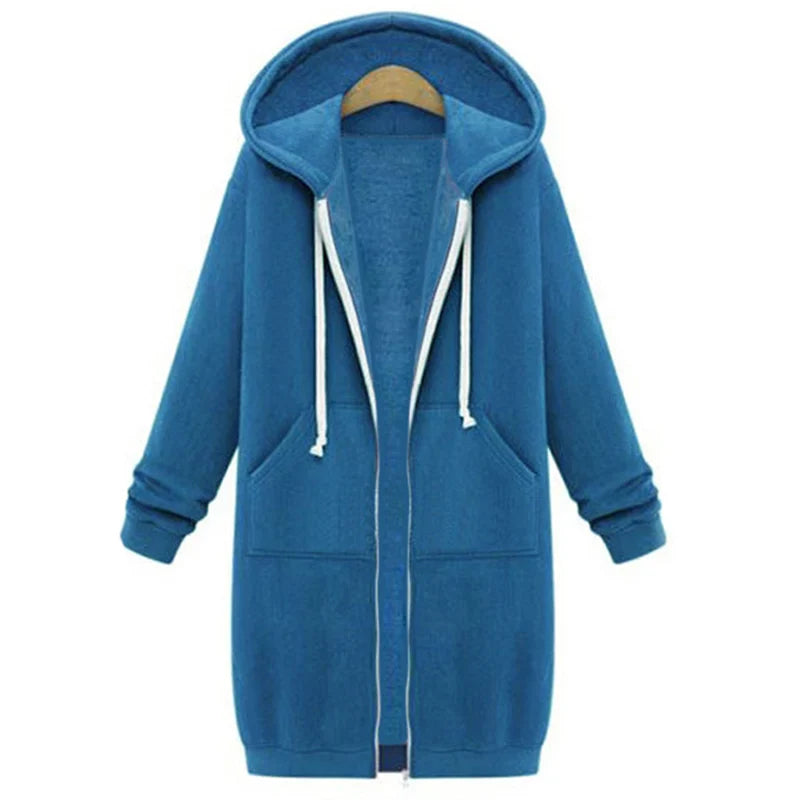 Sudaderas con capucha gruesas para mujer, otoño-invierno 2024, parkas, chaquetas con capucha holgadas, sudadera maxi con cremallera y bolsillo, vestidos deportivos, ropa de abrigo
