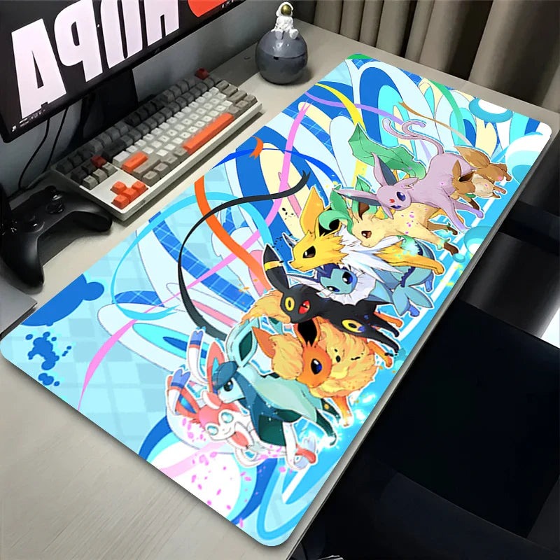 Alfombrilla de ratón de Anime Japonés para PC, colorida, Kawaii E-evee, para juegos, alfombrilla XXL P-pokemon, teclado, alfombrilla de goma para portátil, alfombrilla de escritorio para juegos