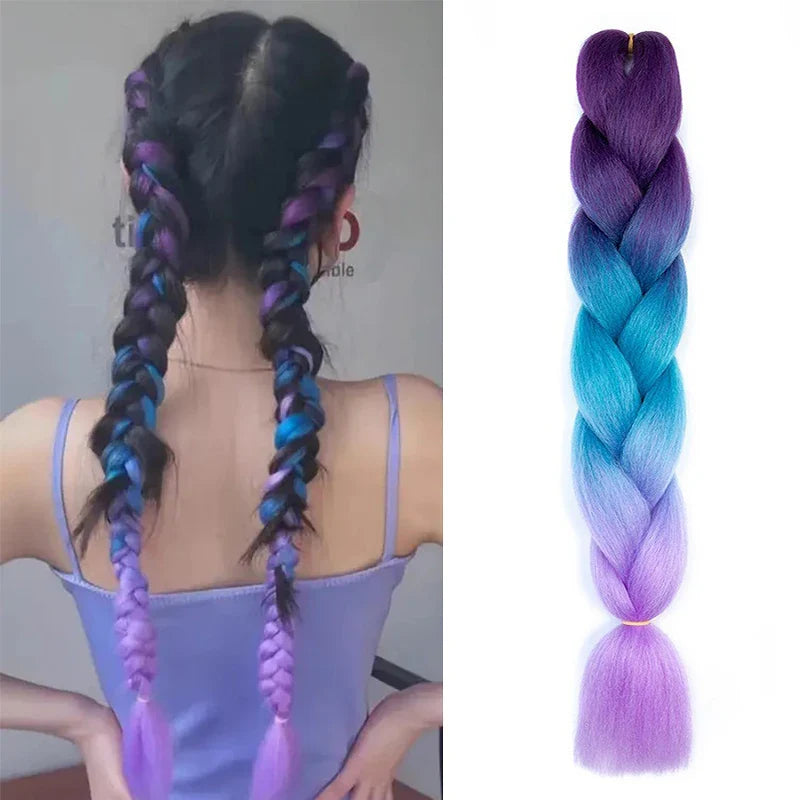 Extensiones de cabello trenzado jumbo de 24 pulgadas | Cabello sintético lacio, largo, Yaki, preestirado