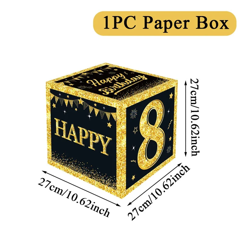 Caja de cumpleaños en blanco y dorado para 18 o 30 cumpleaños, decoraciones de fiesta para el hogar, caja de cumpleaños, suministros para fiestas de baby shower