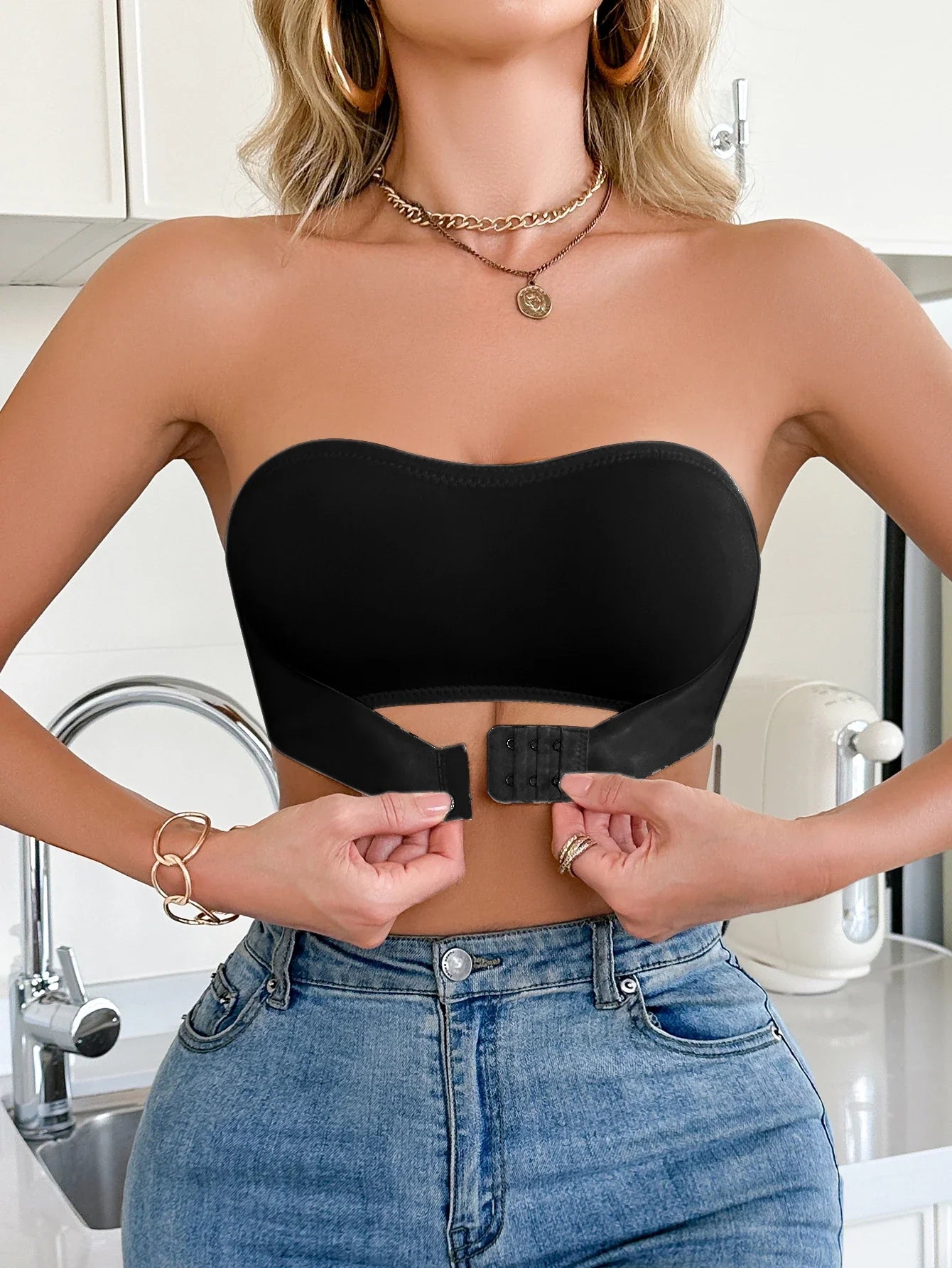 Sostén diario sin tirantes e inalámbrico para mujer, lencería push-up cómoda sin costuras sin forro, moderna de color sólido