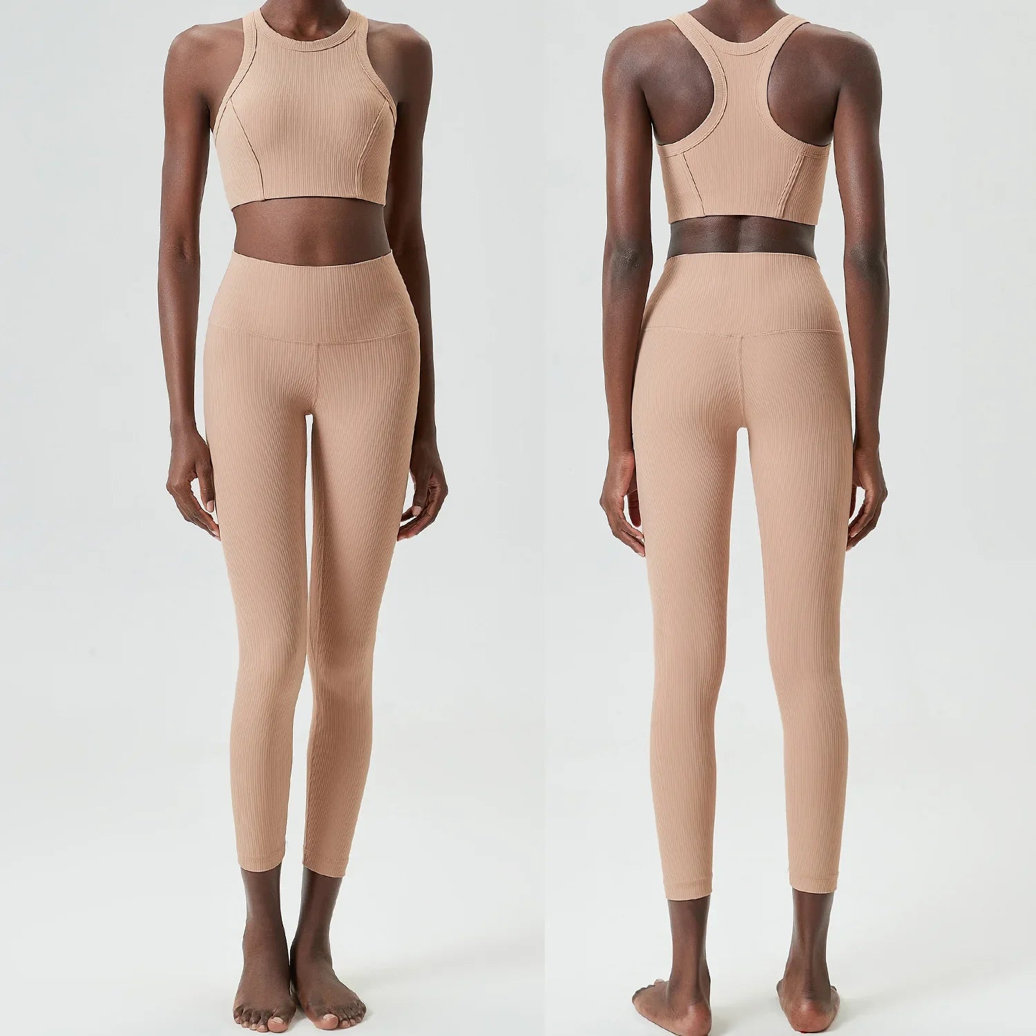 Conjunto de Yoga de 2 Piezas, Leggings de Cintura Alta para Mujer, Chaleco Deportivo, Ropa de Ejercicio, Conjuntos de Entrenamiento, Ropa Deportiva, Chándal de Gimnasio