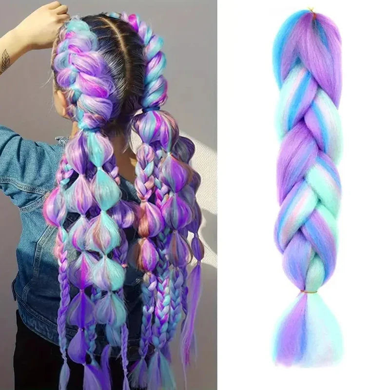 Extensiones de cabello trenzado jumbo de 24 pulgadas | Cabello sintético lacio, largo, Yaki, preestirado