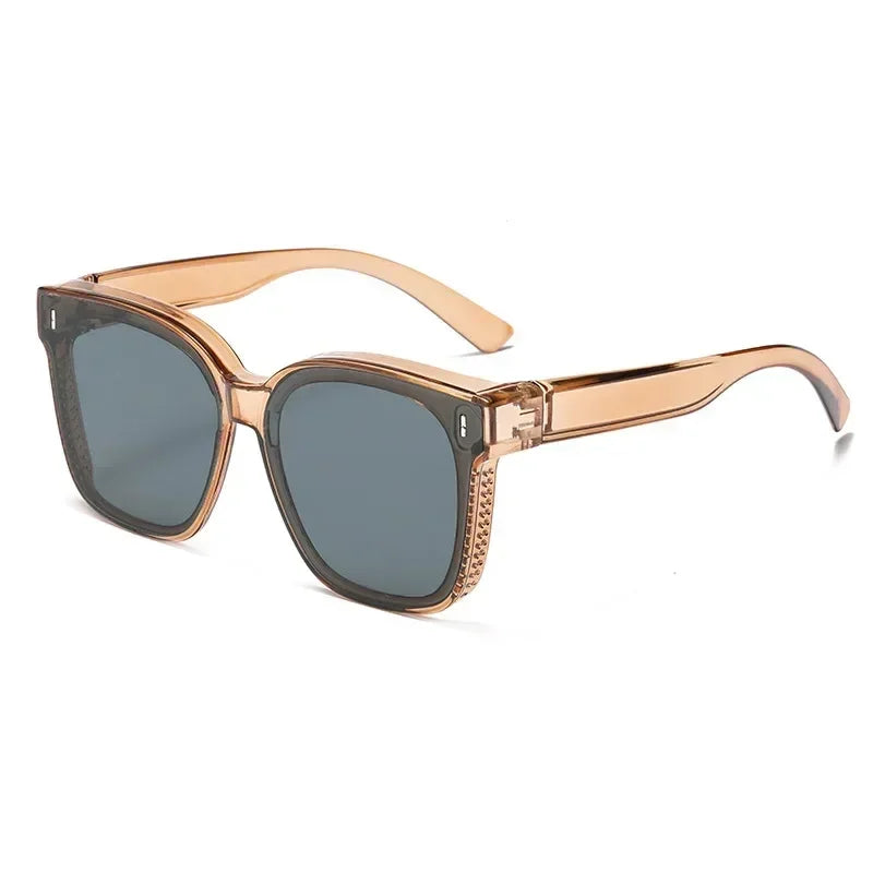 Fashion Square Polarized Sunglasses Cover Over Myopia Prescription Glasses Portable Men Women Vintage Fishing Driving Eyewear ﻿