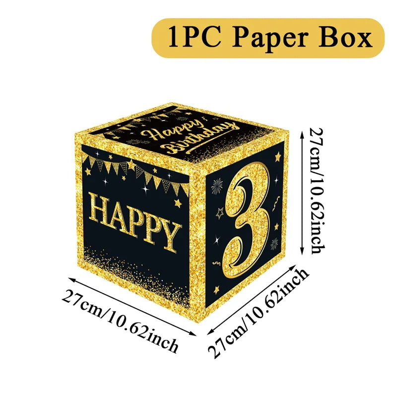 Caja de cumpleaños en blanco y dorado para 18 o 30 cumpleaños, decoraciones de fiesta para el hogar, caja de cumpleaños, suministros para fiestas de baby shower