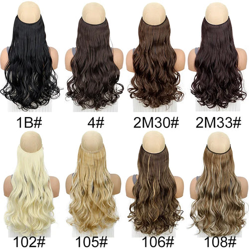 Extensiones de Cabello Rizado de 20 Pulgadas con Hilo Invisible | Una Pieza Sintética sin Clips