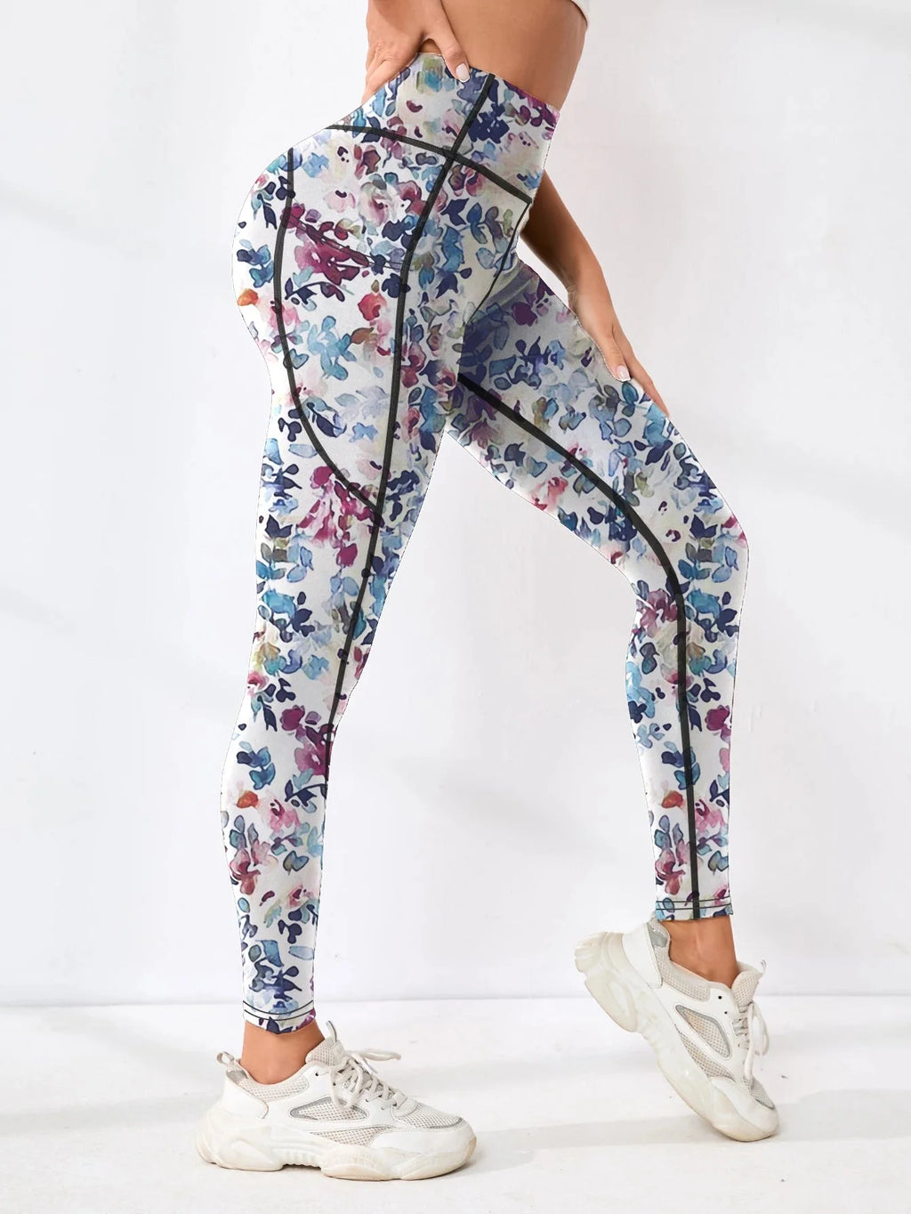 Printed High-Waist Pocket Fitness Pants Women