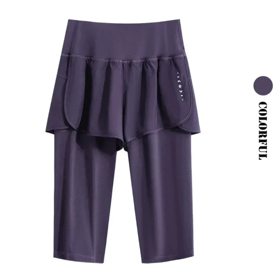 DRUR Pantalones Cortos de Yoga para Mujer, Verano, Deportivos, de Cinco Cuartos, Cintura Elástica, para Correr, Entrenamiento, Leggings Cortos para Mujer, Pantalones Cortos Deportivos