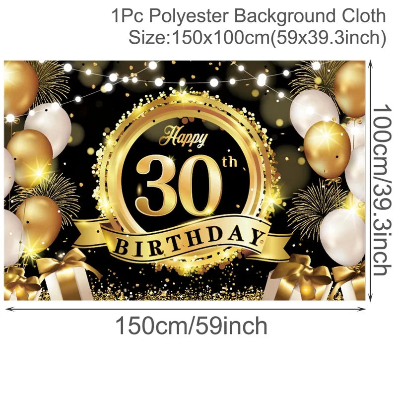Happy Birthday Background 18 21 30 40 50 60 Birthday Party Decoration Birthday Banner Hanging Flag 30th Birthday Backdrop Decor