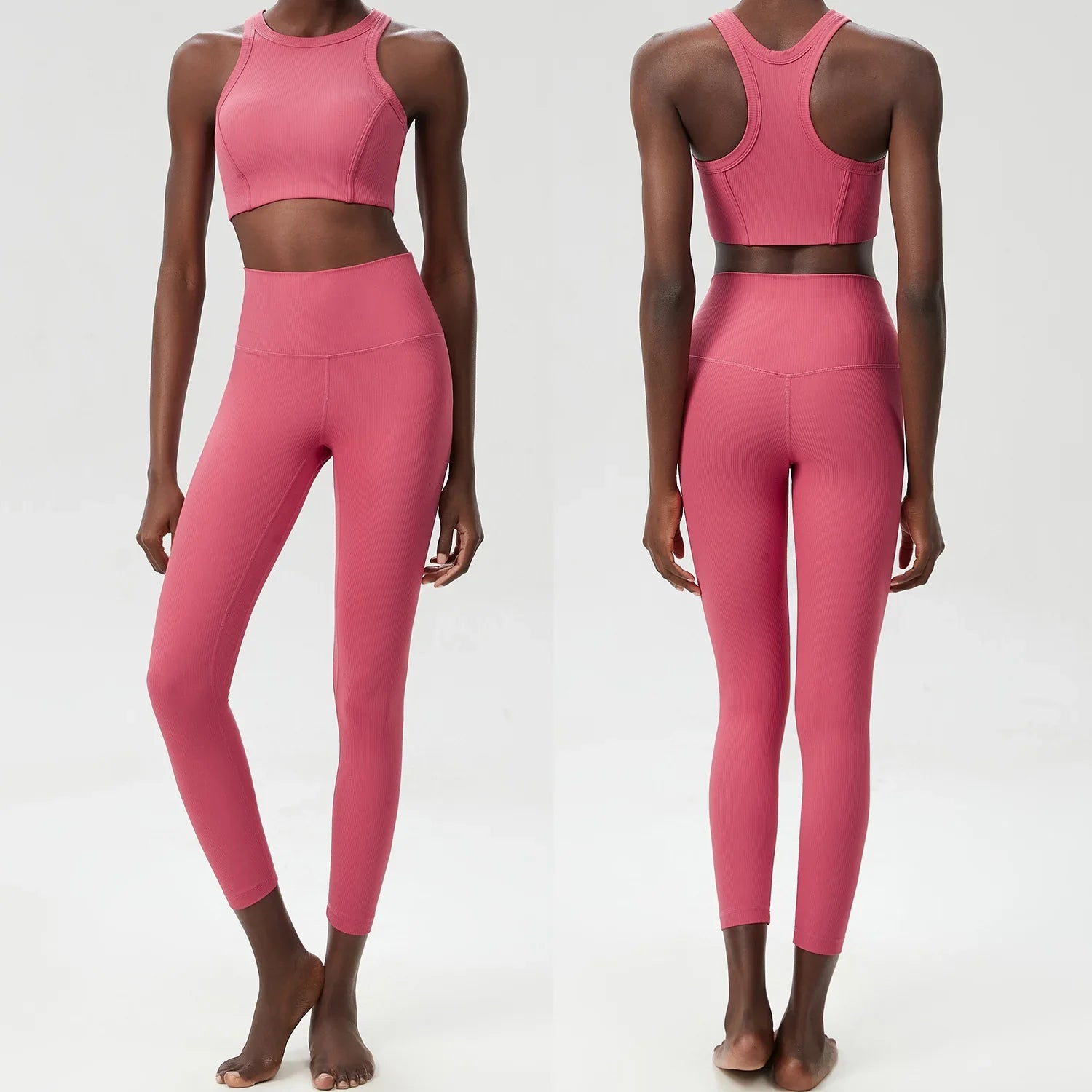 Conjunto de Yoga de 2 Piezas, Leggings de Cintura Alta para Mujer, Chaleco Deportivo, Ropa de Ejercicio, Conjuntos de Entrenamiento, Ropa Deportiva, Chándal de Gimnasio