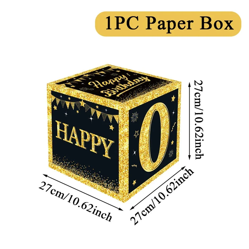 Caja de cumpleaños en blanco y dorado para 18 o 30 cumpleaños, decoraciones de fiesta para el hogar, caja de cumpleaños, suministros para fiestas de baby shower