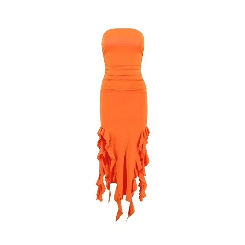 BWQ Vestidos largos para mujer con aberturas, sexy, ajustado, sin mangas, vestido medusa, moda para chicas, vestido maxi de hombros descubiertos para mujer