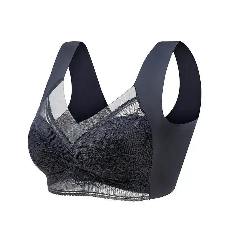 L-6L Sujetador grande para mujer Push Up, sujetador de seda helada sin costuras, bralette de encaje sin aros, sujetadores de verano de talla grande, lencería, ropa interior 15019