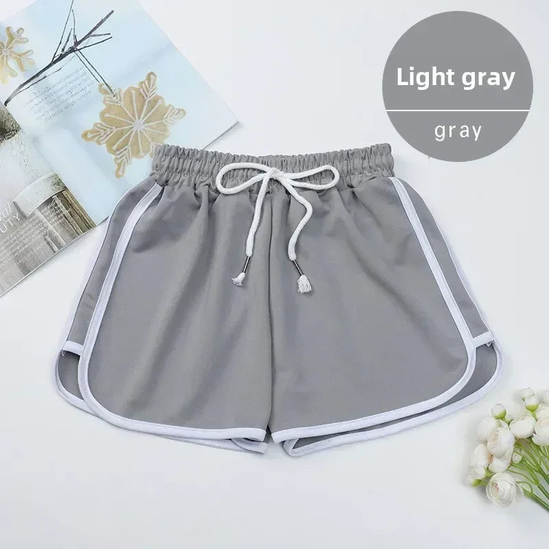 Pantalones Cortos Rayados Casuales para Mujer Coreanos Harajuku Holgados Combinables Deportes Verano Moda Sencilla Yoga Finos Mini Shorts Femeninos