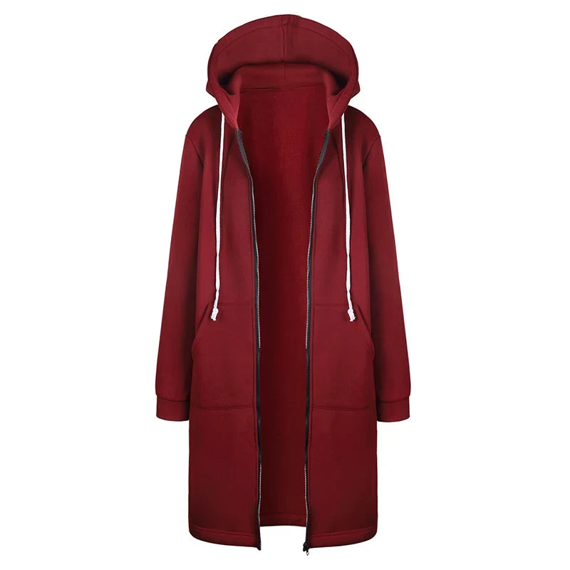 Sudaderas con capucha gruesas para mujer, otoño-invierno 2024, parkas, chaquetas con capucha holgadas, sudadera maxi con cremallera y bolsillo, vestidos deportivos, ropa de abrigo