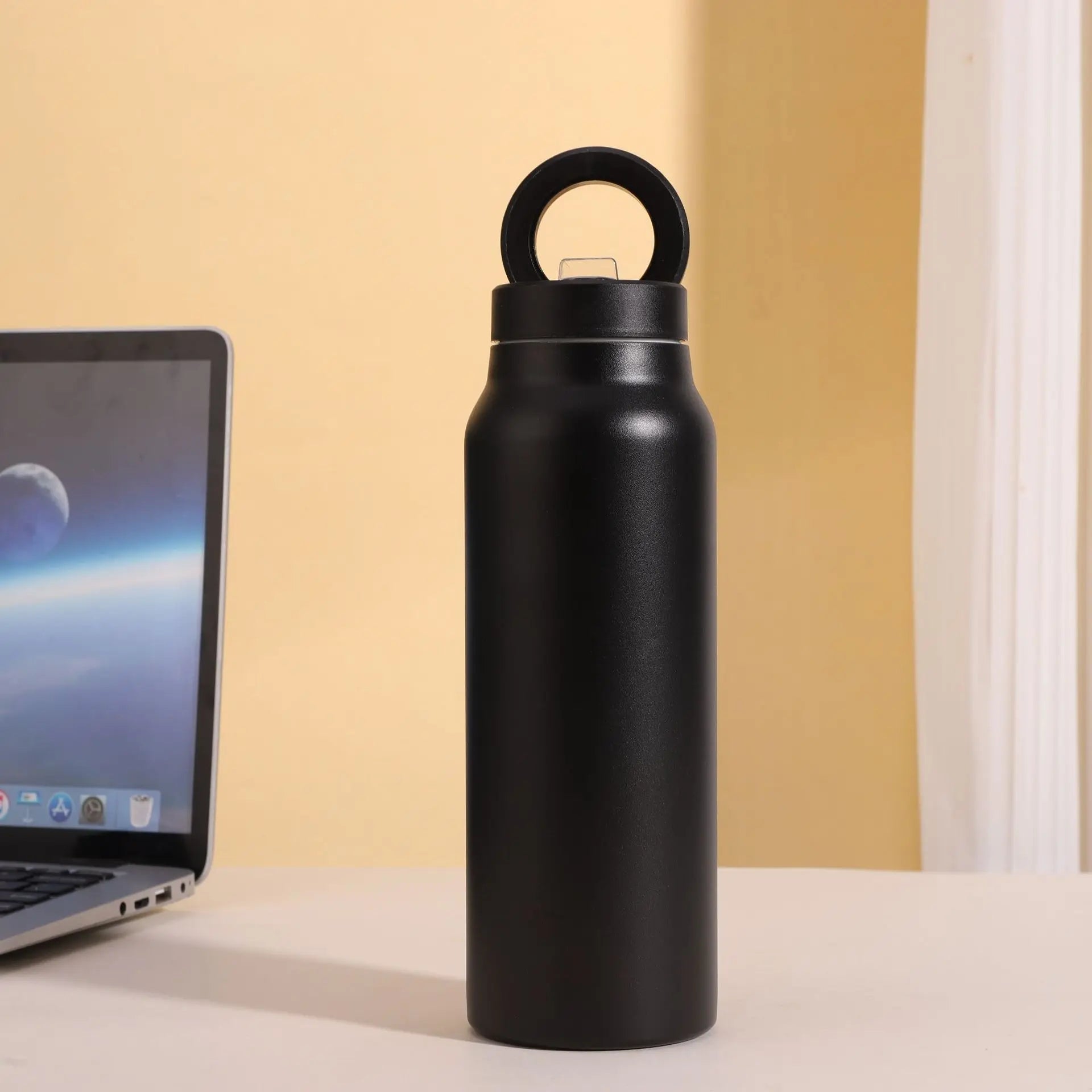 Termo deportivo pintado, botella al vacío de 710 ml con soporte magnético para teléfono | Botella de agua de acero inoxidable