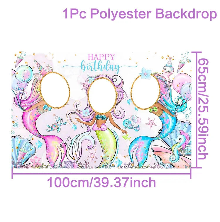 Dinosaur Birthday Polyester Background Mermaid Party Decor Kids Wedding Birthday Party Supplies Baby Shower Under The Sea Party