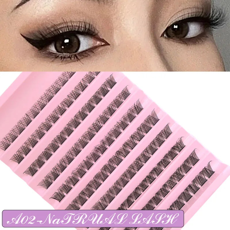 Kit de extensión de pestañas DIY, pestañas individuales, grupos de pestañas, grupos de pestañas mixtos con adhesivo, sellador y accesorios para pestañas