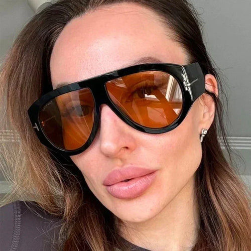 2024 Nuevas gafas de sol piloto de montura grande color marrón para mujer y hombre, marca T, para exteriores, gafas de sol para mujer, regalo Oculos De Sol