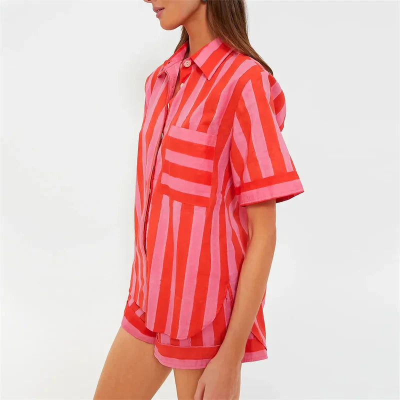 🌞 Lamuusaa 2-Piece Striped Summer Set – 2000s Streetwear Revival